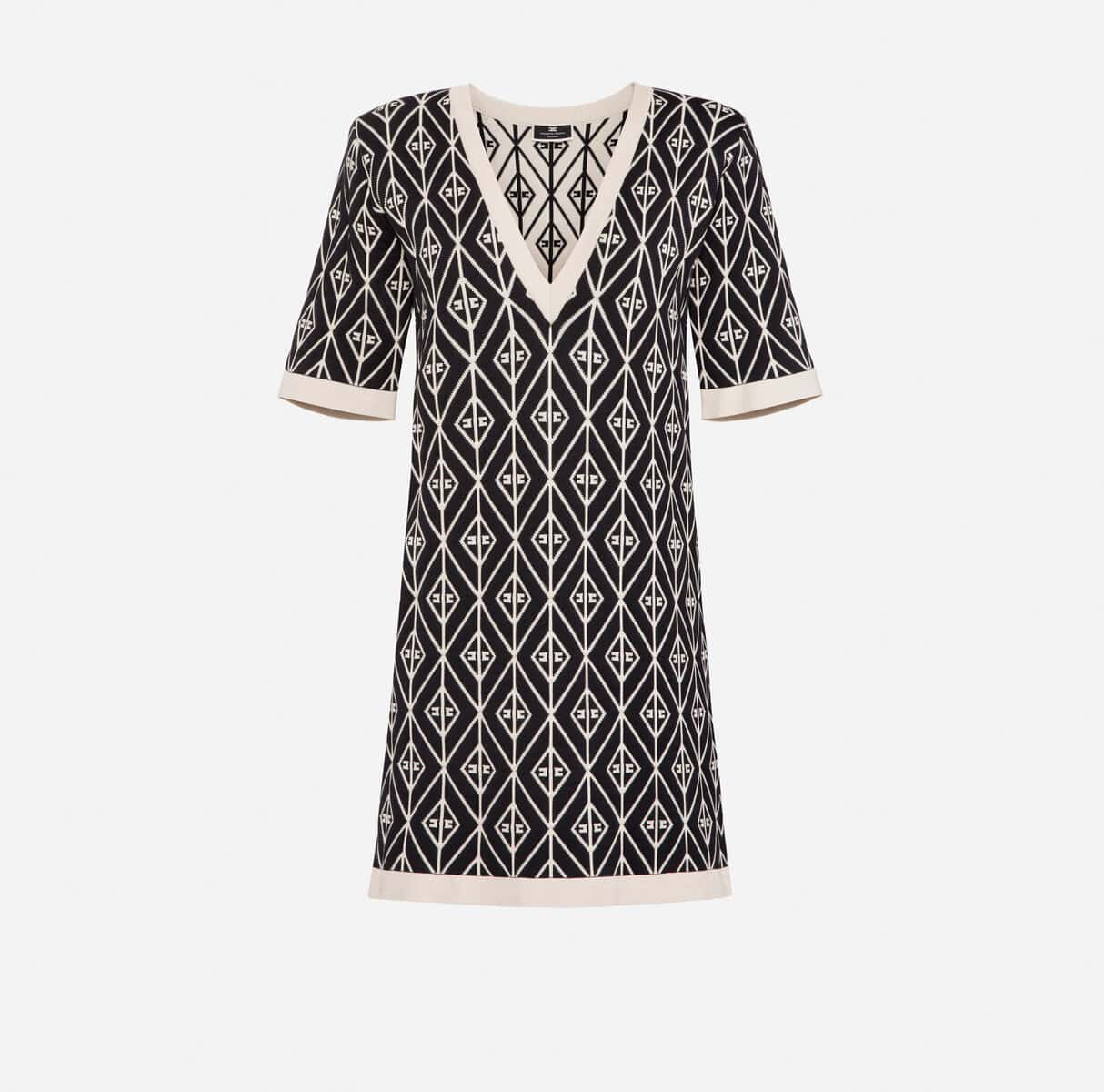 Diamond-patterned knit mini-dress - Image 1